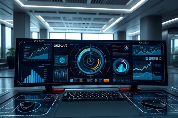 futuristic design mockups, visionary outlook, innovatively crafted, photorealistic, featured on a high-tech digital dashboard in a sleek modern office, highly detailed, holographic interfaces, shot in steel gray hues, high contrast lighting, shot with an ultra-wide-angle lens.